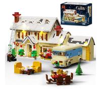 Bilinavy Christmas House Village Building Blocks Set with Light, Snow Cabin and Camper Holiday Scene Model Kit, Winter Vacation Building Toy Gift for Adults, 2098 Pieces