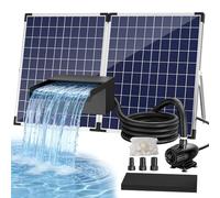 Biling 50W Solar Waterfall Pump, Stainless Solar Powered Pond Waterfall with 2100 L/H 40W Water Pump, 5m Cable, 3m Threaded Pipe, Easy Install for Garden Pond Water Feature Pool Stream (600-4000L)
