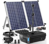 Biling 70W Solar Pond Filter Kits, 2500 L/H Solar Pond Pump with Filter Underwater Pond Filter 3 Nozzles Adjustable Valve for Up to 4000L Ponds Fish Tank DIY Fountain Water Features Stream Waterfall