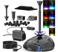 Biling Pond Filter with UV Clarifier Remote RGB Colour Lights, 2500 L/H Fountain Filtration Pump with 3 Nozzles for up to 4000L Garden Pond Care Water Features Stream Waterfall Treatment