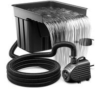 Biling Pond Waterfall Filter Kit with 4500L/H Water Pump, Complete Waterfall Stream Kits with Filtration System and Stainless Steel Plant Shelf for Garden Pond, Patio, Stream, Koi Fish Water Feature