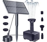Biling Solar Fountain for Bird Bath, Solar Powered Bird Bath Fountain Water Features with 6 Nozzles Filter Water Pump for The Garden Hummingbird Bath, Small Pond (Only Work in Sunlight)