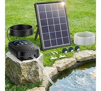 Biling Solar Pond Aerator, 4W Solar Pond Air Pump with 2600mAh Battery for Small Garden Ponds (≤5㎡) Fish Tank Hydroponic, with Digital Display, 2 Modes, 3m Aeration Tube, 3 Air Stones