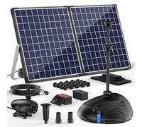 Biling Solar Pond Filter Kit 50W 2100 L/H Solar Powered Pond Filtration System 3 Nozzles Adjustable Water Valve for Up 4000L Ponds Fish Tank Water Feature Underwater Filter, Clean Water Solution