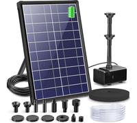 Biling Solar Pond Foundtain with Battery Backup, 8W 300L/H Solar Water Pump with 3600 mAh Battery Backup Filter Solar Water Feature Pump with DIY 5ft Tubing for Garden Ponds, Pool, Fish Tank