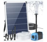 Biling Solar Pond Fountain 12W Solar Powered Water Pump for Outdoor Garden Small Pond, with Adjustable Water Flow, 605L/H Quiet Pump 4 Nozzles 2M Hose 5M Cable DIY Water Feature Waterfall Dog Pool