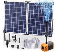 Biling Solar Water Fountain 35W Solar Powered Water Pump for Garden Small Pond, with Adjustable Water Flow, 1500 L/H Quiet Pump 4 Nozzles 2M Hose 5M Cable DIY Outdoor Water Feature Waterfall Dog Pool