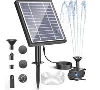 Biling Solar Water Fountain for Bird Bath, 2.5W Solar Powered Water Pump with 4ft Tubing DIY Water Features for the Garden, 6 Nozzles Solar Pond Pump for Hummingbird Bath, Small Pond and Fish Tank