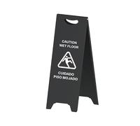 Bilingual Caution Wet Floor Sign, No Parking and Mind the Step Warning Signs, Foldable A-Frame Stand (black, wet flook)