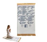 Bilingual Guided Prayer Mat, Interactive Guided Muslim Prayer Mat, Salah Learning, Foldable & Non-Slip, Islamic Revert Gift, for Home Chambre and Travel (White #3, 70x110cm)