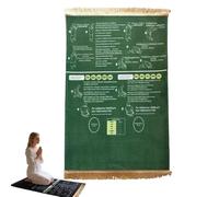 Bilingual Guided Prayer Mat, Interactive Guided Muslim Prayer Mat, Salah Learning Janamaz, Foldable & Non-Slip, Islamic Revert Gift, for Home Chambre and Travel (Green, 80x120cm)