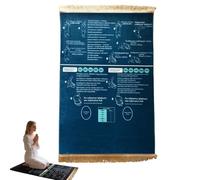 Bilingual Guided Prayer Mat, Interactive Guided Muslim Prayer Mat, Salah Learning Janamaz, Foldable & Non-Slip, Islamic Revert Gift, for Home Chambre and Travel (Dark Blue, 65x110cm)