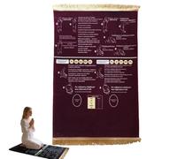 Bilingual Guided Prayer Mat, Interactive Guided Muslim Prayer Mat, Salah Learning Janamaz, Foldable & Non-Slip, Islamic Revert Gift, for Home Chambre and Travel (Dark Red, 50x90cm)