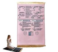 Bilingual Guided Prayer Mat, Interactive Guided Muslim Prayer Mat, Salah Learning Janamaz, Foldable & Non-Slip, Islamic Revert Gift, for Home Chambre and Travel (Pink, 80x120cm)