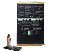 Bilingual Guided Prayer Mat, Interactive Guided Muslim Prayer Mat, Salah Learning Janamaz, Foldable & Non-Slip, Islamic Revert Gift, for Home Chambre and Travel (Black, 70x110cm)