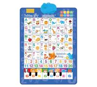 Bilingual Interactive Wall Chart With Sound English & Spanish ABC Poster Number Piano Learning Toy (Blue)