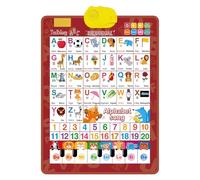 Bilingual Interactive Wall Chart With Sound English & Spanish ABC Poster Number Piano Learning Toy (Red)