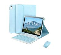 Bilingual Keyboard Case with Mouse for iPad Air 4/5 10.9" & M4/M3/M2 6/7/8th gen 11" 2020 2022 2024 2025 2026 - UK Layout with Pencil Holder(Blue)