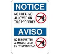 Bilingual NOTICE No Firearms Allowed On This Property Sign Security and Admittance Signs No Firearms Signs No.6592 Safety Sign 8x12 Inch Metal Tin Sign