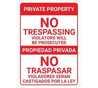 Bilingual Private Property No Trespassing No Traspasar Wall Warning Tin Wall Decor Warning Metal Sign for Outdoors Use Yard Farm Fence Home Wall Decor 8x12 inch