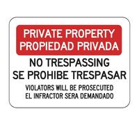 Bilingual Private Property No Trespassing Violators Prosecuted Sign - 12x8 Inch - Reflective | Rust Free Aluminum
