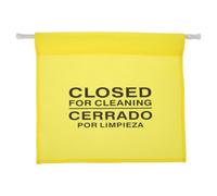 Bilingual Restroom Cleaning in Progress Sign Yellow Plastic Sheet | English and Spanish Text, Sturdy Visible Barrier for Hotel Bathrooms, Hallway Entrances, Janitorial Use
