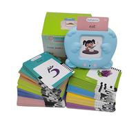 Bilingual Spanish and English Speaking Card Two Pocket Speech Toys for 1-3 Year Olds with Montessori Language Learning and Sensory Engagement for Children (Light Blue, 11X9X4cm)