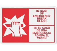 Bilingual Spanish In Case Of Emergency Break Glass Warning Metal Sign Tin Signs Aluminum Plaque for Outdoors Use Yard Farm Fence Home Wall Decor 8x12 inch
