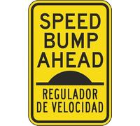 Bilingual Speed Bump Ahead Sign Traffic Signs Limit Metal Tin 8 x 12 Inch for Home or Work