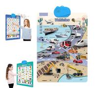 Bilingual Talking Wall Chart for Kids, 2025 New English & Spanish Learning Poster with Songs, Abcs, Numbers, Animal Words & Piano, Talking English Learning Board, Touch Learn Gift(Transportation)