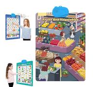 Bilingual Talking Wall Chart for Kids, 2025 New English & Spanish Learning Poster with Songs, Abcs, Numbers, Animal Words & Piano, Talking English Learning Board, Touch Learn Gift(Vegetables)