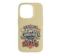 Bilingual Teacher Two Languages One life and Heart Case for iPhone 14 Pro
