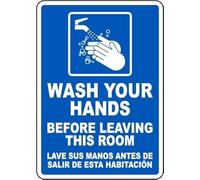 Bilingual Wash Your Hands Before Leaving Facility Hand Washing Warning Metal Sign Tin Signs Aluminum for Outdoors Use Yard Farm Fence Home Wall Decor 8x12 inch