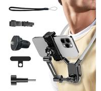 Bilioce Gooseneck Phone Holder Around Neck, Hands-Free Chest Mount Phone Holder for Filming, 360° Adjustable POV Camera Grip for iPhone 16 15 14 13 Pro Max, Samsung, Smartphone Video Recording