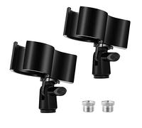 BILIONE 1/2 Pcs Upgraded Mic Clip Holder, Adjustable Microphone Holder for Microphones with Outer Diameter Between 32mm and 60mm, with 5/8" to 3/8" Screw Adapter (2)