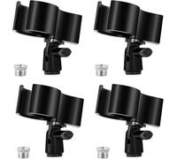 BILIONE 4pcs Versatile Microphone Clip, Adjustable Mic Holder for Microphones with Outer Diameter Range 1.26" from 2.3", with 5/8" Male to 3/8" Female Screw Adapter(Black)