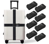 BILIONE 8 Pcs Luggage Straps, 79" Long Belts Keep Suitcase Secure While Traveling, TSA Approved Add a Bag Premium Accessory for Travel Bag Closure (8Pcs Black)