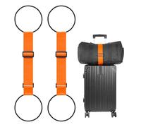 BILIONE Add a Bag Luggage Straps 2 Pack, Adjustable Bungee Elastic Belt to Connect Two Suitcases, Secure Carry On & Travel Essentials (Orange)