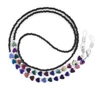 BILIONE Beaded Eyeglass Chain with Heart-shaped Shungite, Eye Glasses Holders Around Neck, Glasses Strap for Women, Colorful Love, generic