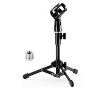 BILIONE Extendable Microphone Tripod Stand, Desktop Mic Stand with Mic Clip | Table Stand with Microphone Clip, 5/8" to 3/8" Metal Screw Adapter for Blue Snowball, Shure SM7B, Sm58 & Other Microphones