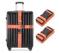 BILIONE Luggage Straps, 79" Long Belts Keep Suitcase Secure While Traveling, TSA Approved Add a Bag Premium Accessory for Travel Bag Closure (2PCS Orange)