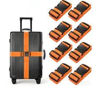 BILIONE Luggage Straps, 79" Long Belts Keep Suitcase Secure While Traveling, TSA Approved Add a Bag Premium Accessory for Travel Bag Closure (Orange, 8Pcs)