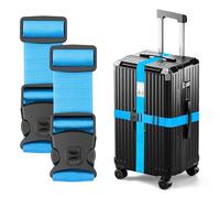 BILIONE Luggage Straps Adjustable Suitcase Straps, Lockable Against Accidental Opening, Easy to Identify Travel Accessories, Add a Bag Connector Holds Suitcase Together (2-Sky Blue)