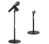 BILIONE Microphone Stand Floor, 22"-70" Height Adjustable Boom Mic Stand with Weighted Base, 2 Clips & 3/8'' to 5/8'' Adapter Compatible with Blue Yeti HyperX QuadCast Shure SM58