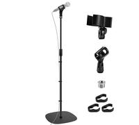 BILIONE Microphone Stand Floor, 22"-70" Height Adjustable Mic Stand | Mic Stand Boom with Weighted Base, 2 Clips & 3/8'' to 5/8'' Adapter Compatible with Blue Yeti HyperX QuadCast Shure SM58