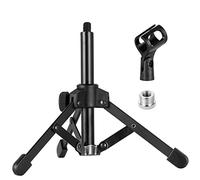 BILIONE Microphone Stand, Table Tripod, Microphone Stand Table with Microphone Clip, 5/8 Inch to 3/8 Inch Metal Screw Adapter for Blue Yeti Snowball and Other Microphones