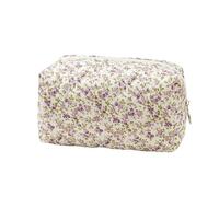 BILIPOPX Floral Makeup Bag Cotton Quilted Toiletry Bag Cute Aesthetic Cosmetic Bag Kawaii Puffy Coquette Travel Organizer Pouch Purse for Women, Purple, Classic