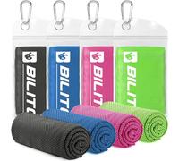 BILITOK Superfiber Ice Towel Neck, Soft Breathable Cold Towel Cooling, Yoga, Sports, Golf, Gym, Camping, Running, Fitness, Exercise and More Activities, 4 Packs (Dark Blue/Green/Rose red/Black)