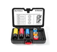 BILITOOLS 7PC Lug Nut Extractor Socket Set, 1/2" Hex & Twist Remover Socket | 17/19/21mm Rounded Bolt Remover Kit with CR-MO Thin Wall Sockets, Extractors for Standard, Rounded and Stripped Lug Nuts