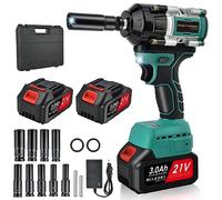 Bilivry Impact Wrench, Cordless Impact Wrench with 1/2 inch Driver 21V 500N.m Torque with 9 Sockets, 14mm 17mm 19mm 21mm, and 2 Pack Battery 3000mAh Li-Ion Variable Speed for Car Wheel